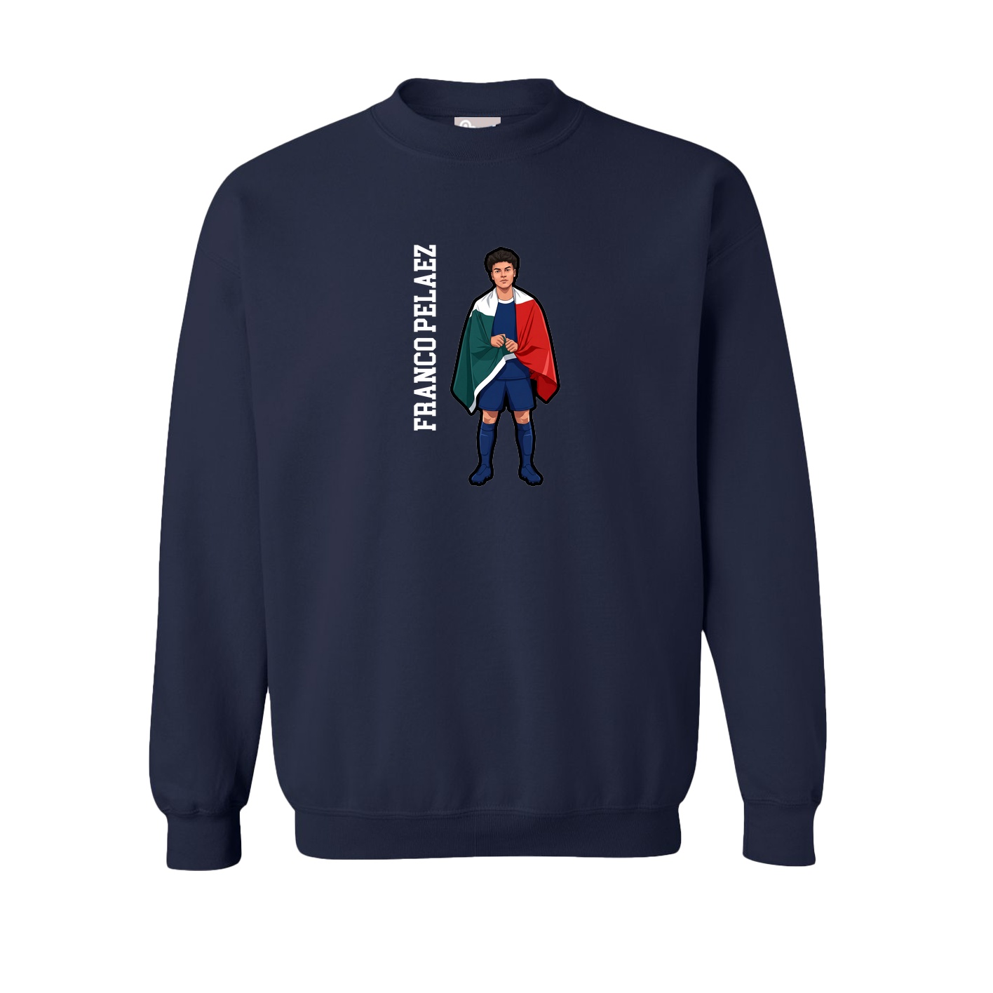 Fleece Crew — Name Vertical in Navy