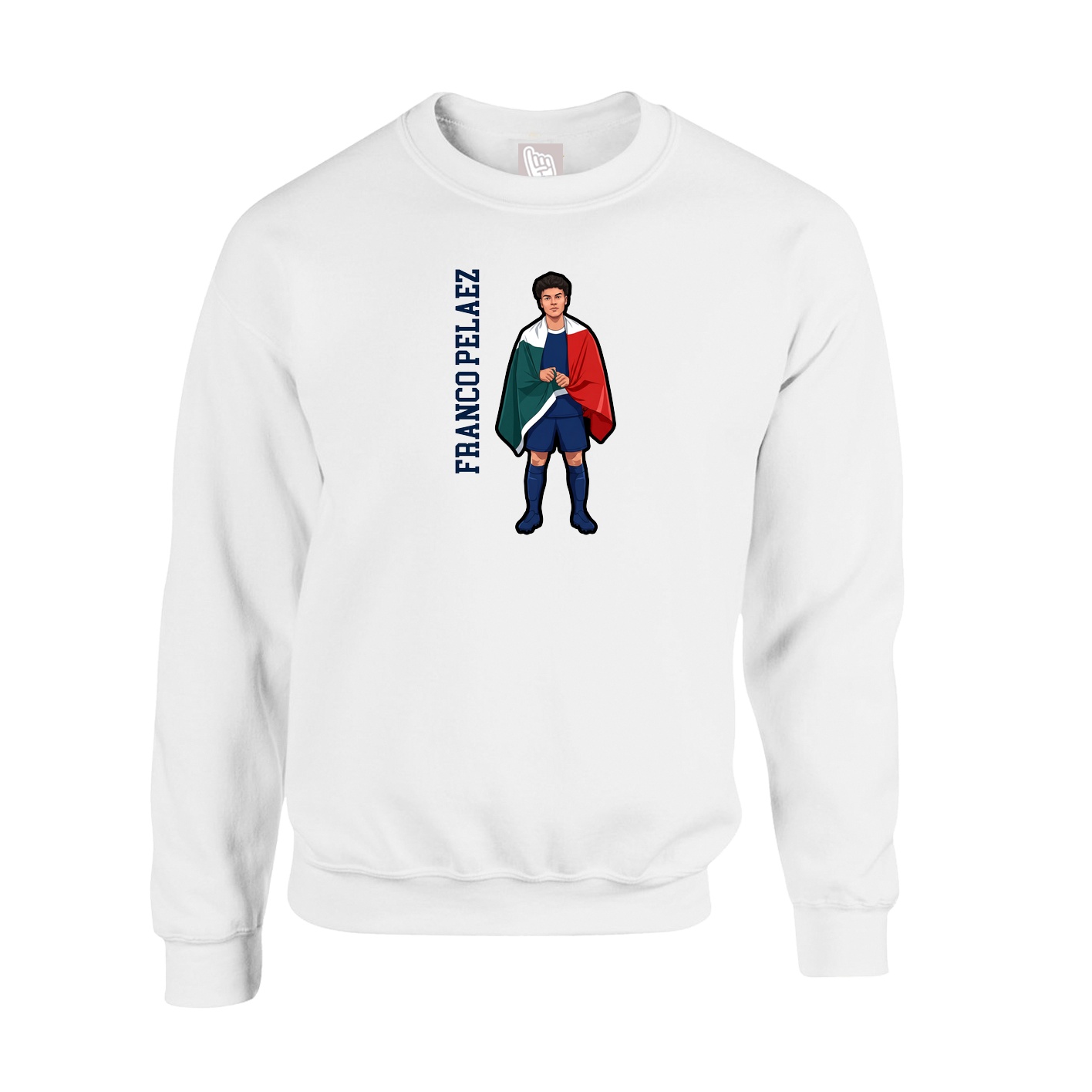 Fleece Crew — Name Vertical in White