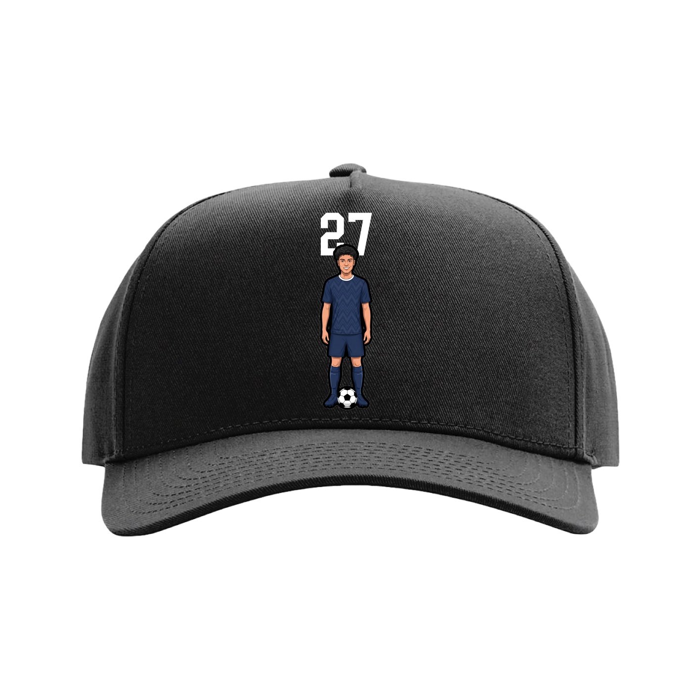 Full Fabric Five-Panel Champ Cap — Number Top in Black