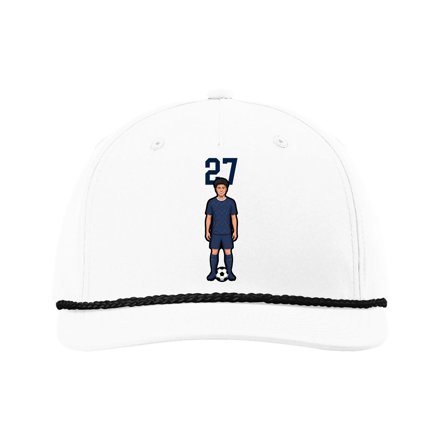 Five-Panel Classic Rope Cap — Number Top in White
