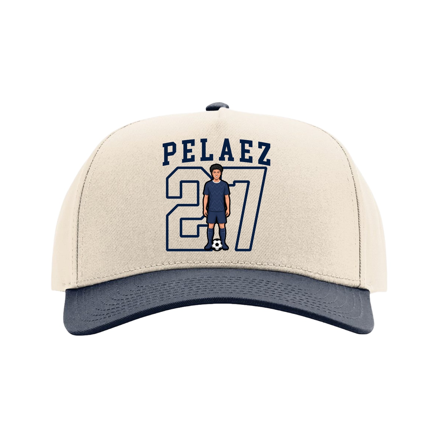 Full Fabric Five-Panel Champ Cap — Shirsey in Cream/Navy