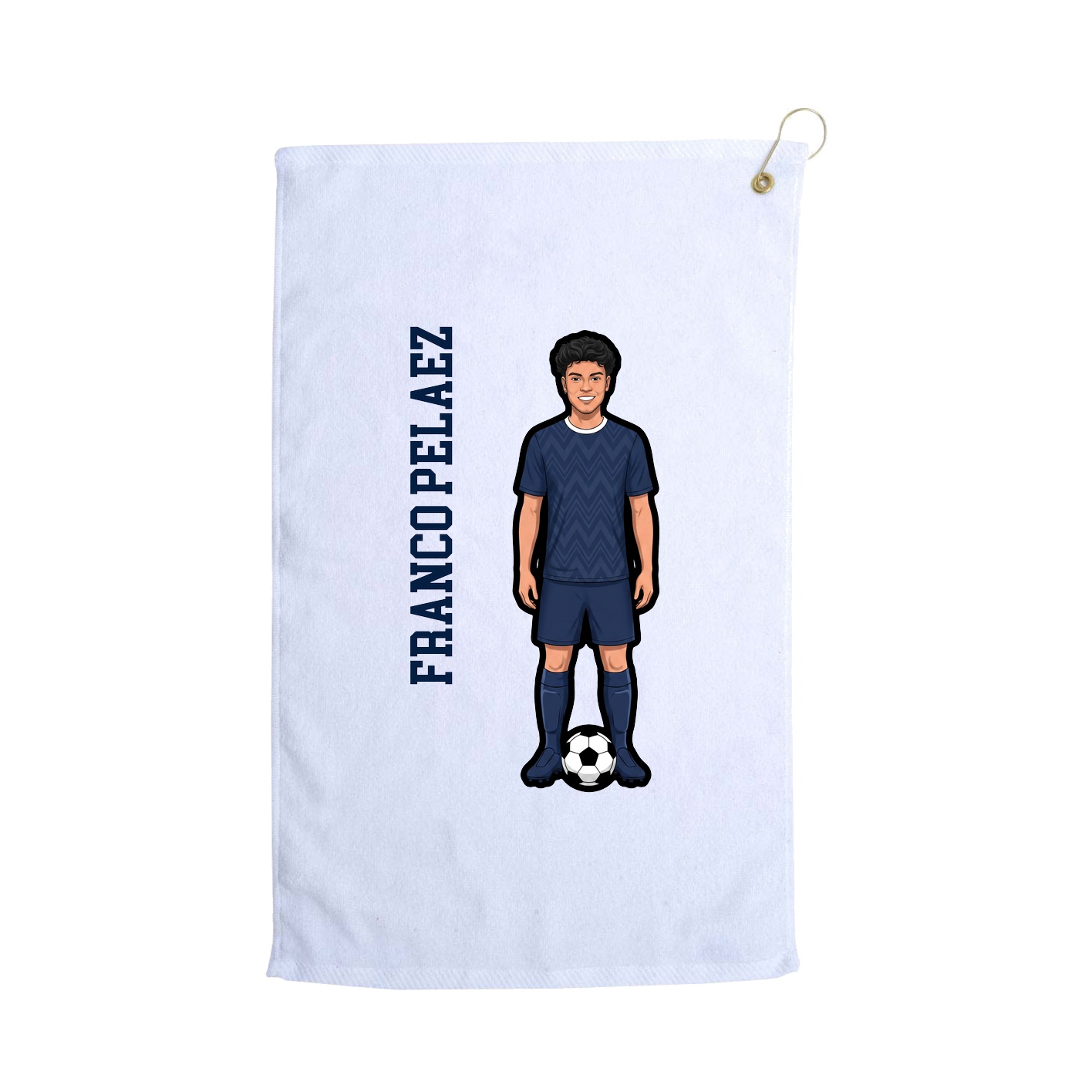 Golf Towel — Name Vertical in White