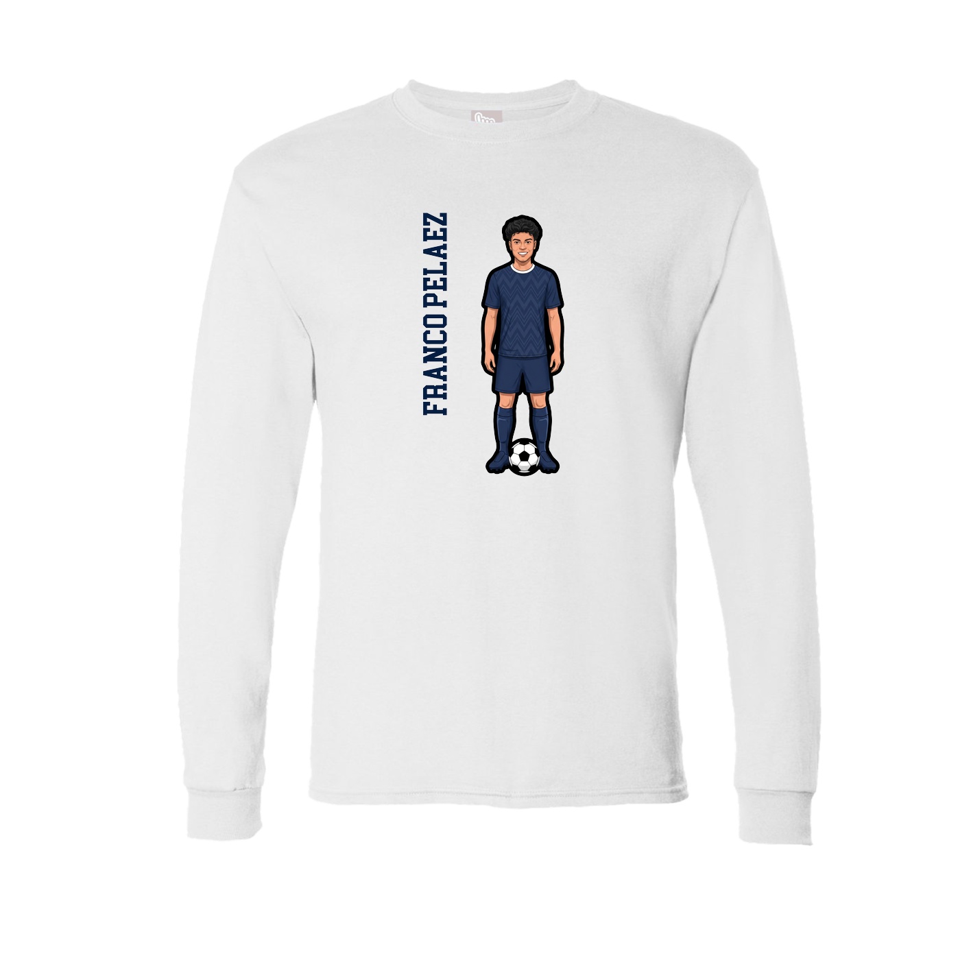 Long Sleeve Tee — Name Vertical in White
