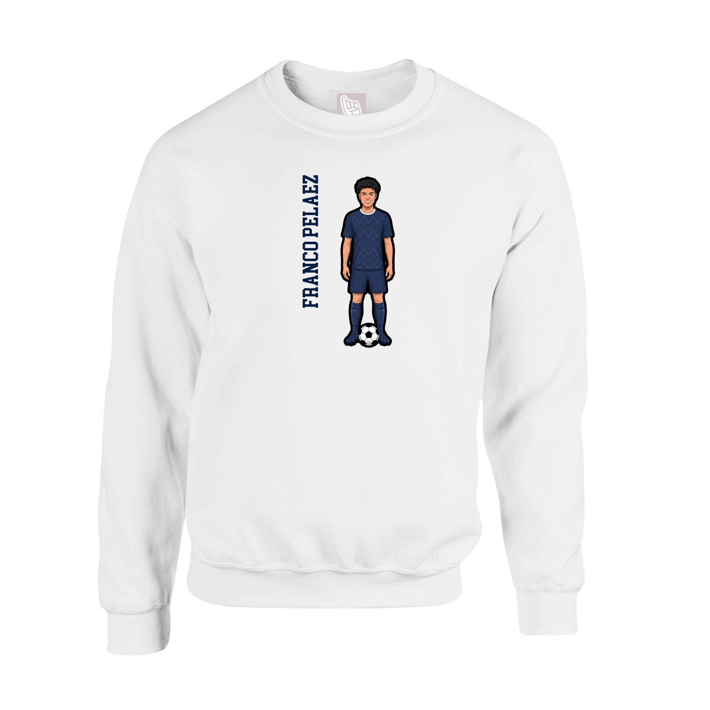 Fleece Crew — Name Vertical in White