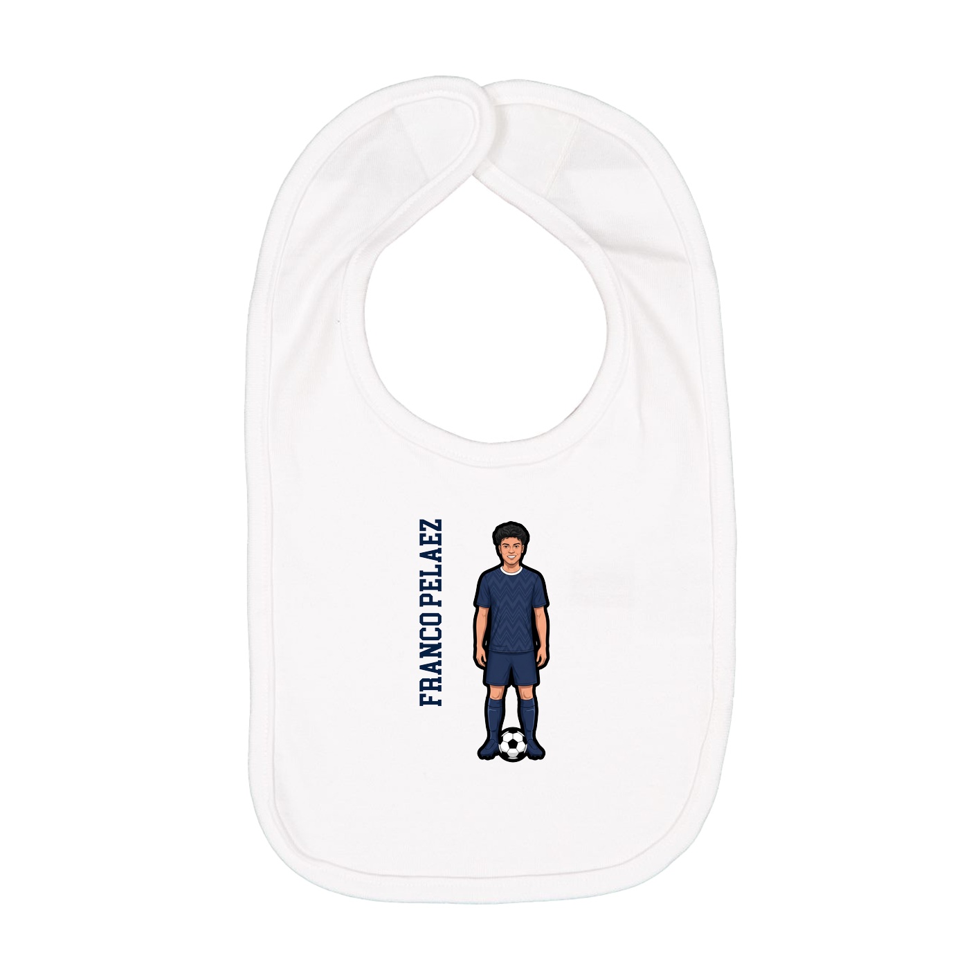 Infant Bib — Name Vertical in White