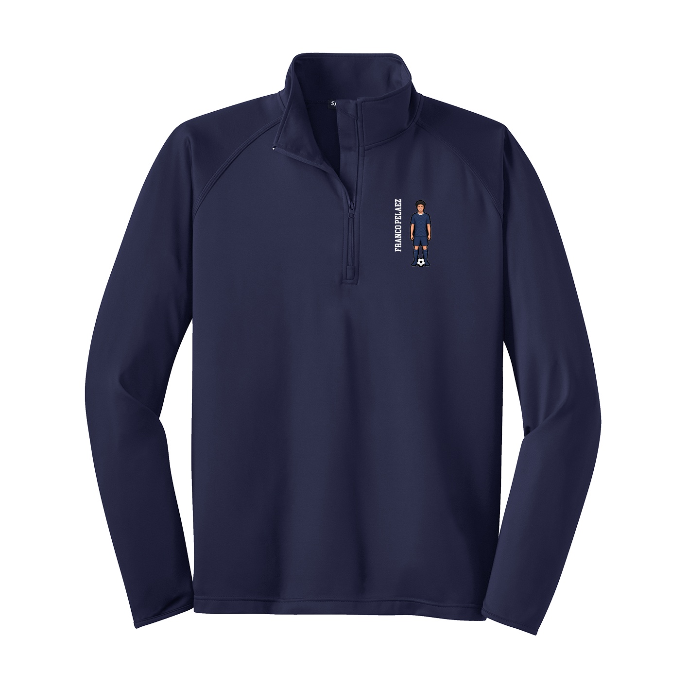Q-Zip Pullover — Name Vertical in Navy