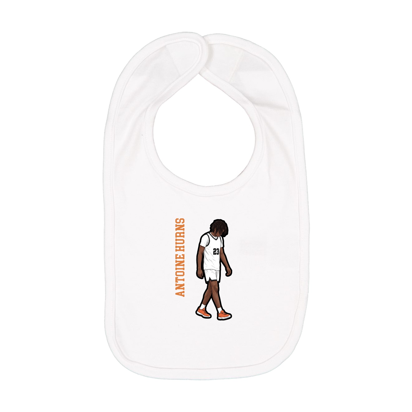 Infant Bib — Name Vertical in White