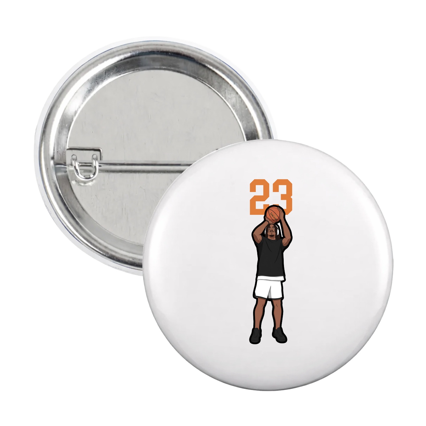 Game Day Button — Number Top in White