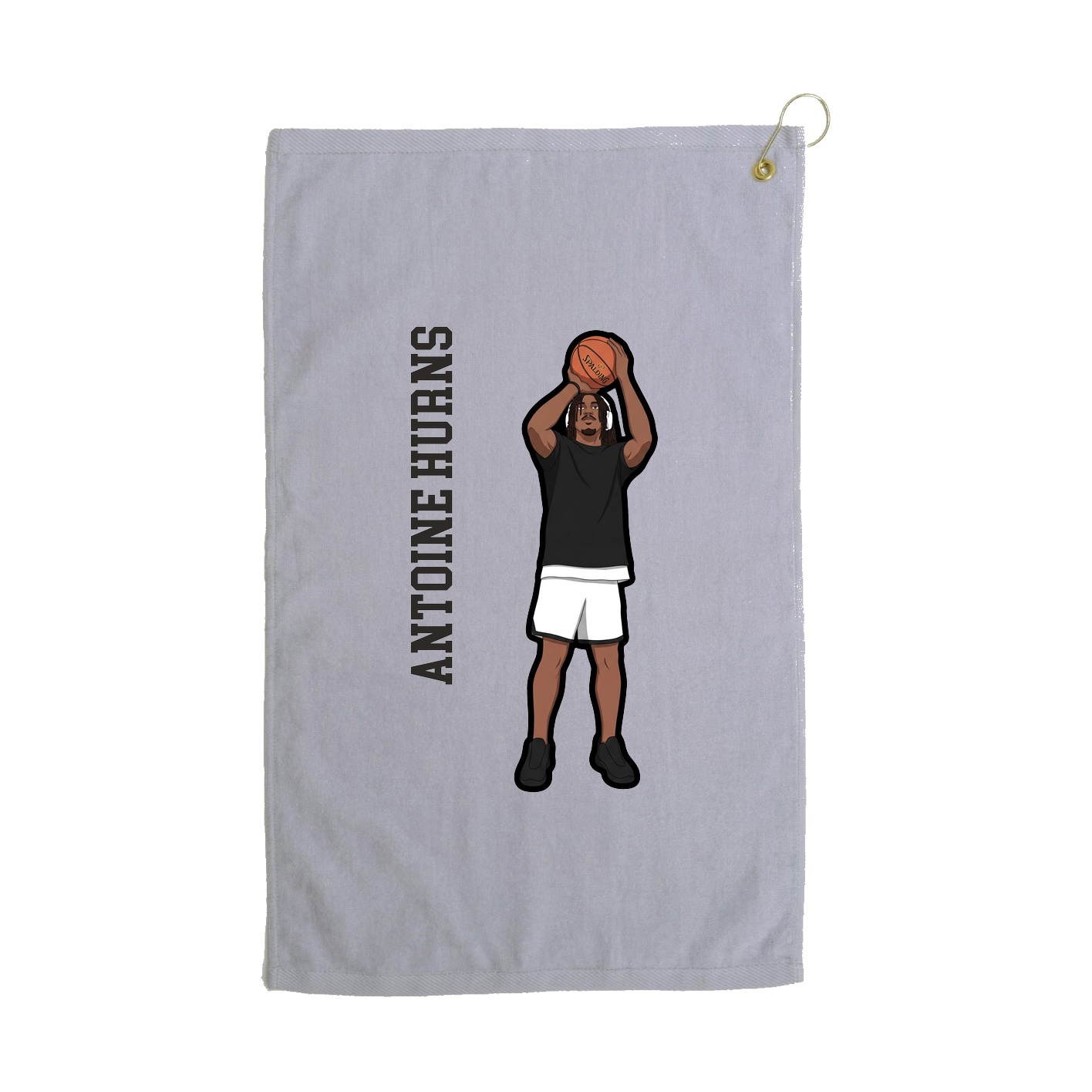 Golf Towel — Name Vertical in Grey
