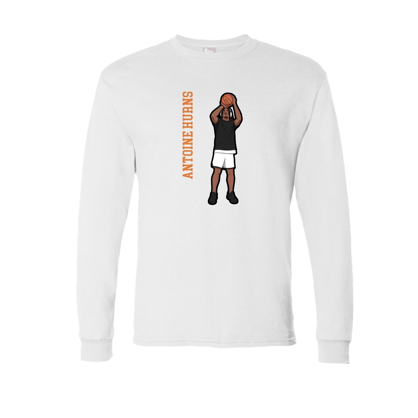 Long Sleeve Tee — Name Vertical in White