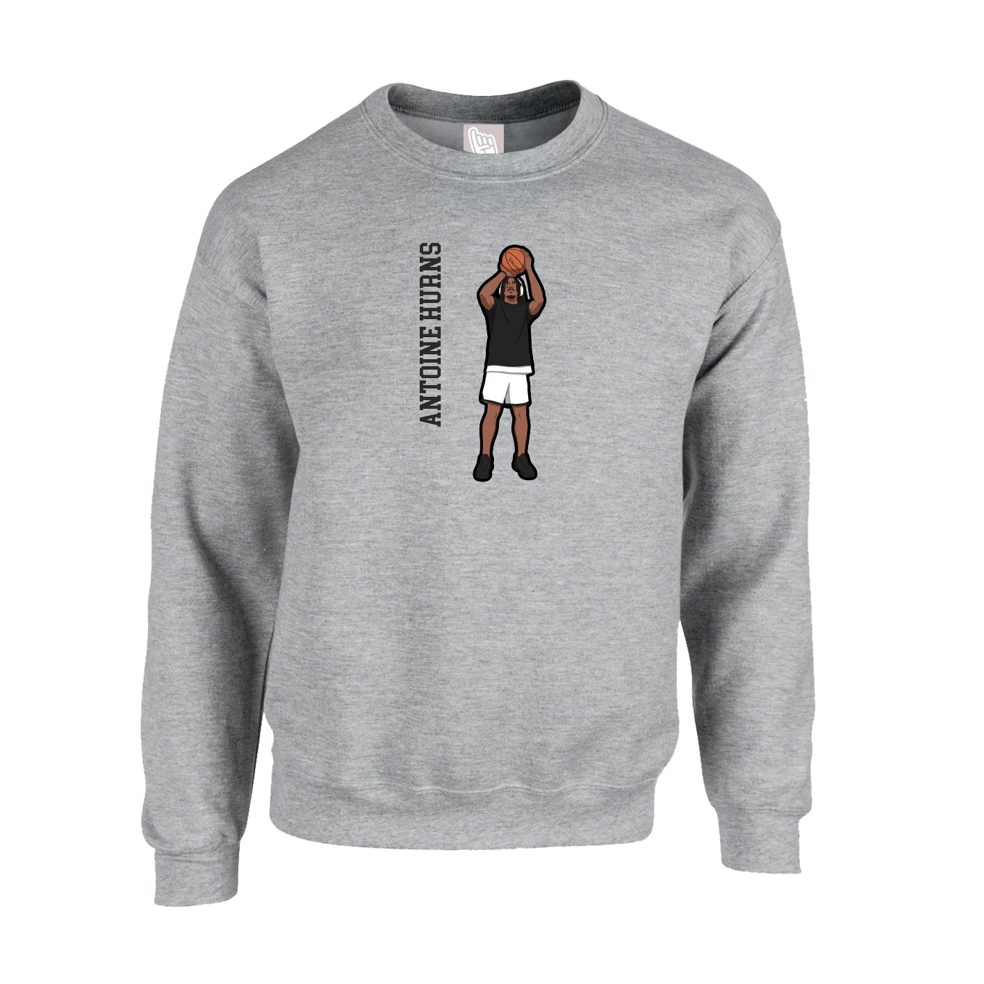 Fleece Crew — Name Vertical in Grey