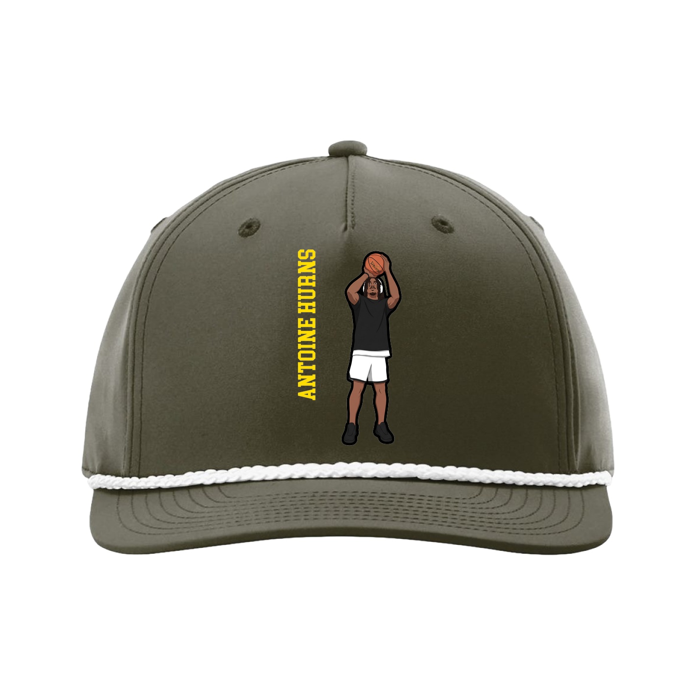 Five-Panel Classic Rope Cap — Name Vertical in Green