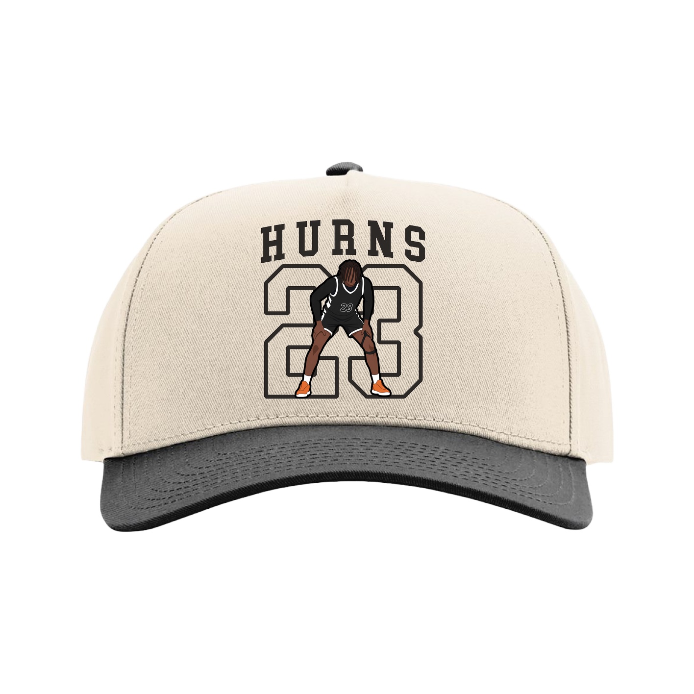 Full Fabric Five-Panel Champ Cap — Shirsey in Cream/Black