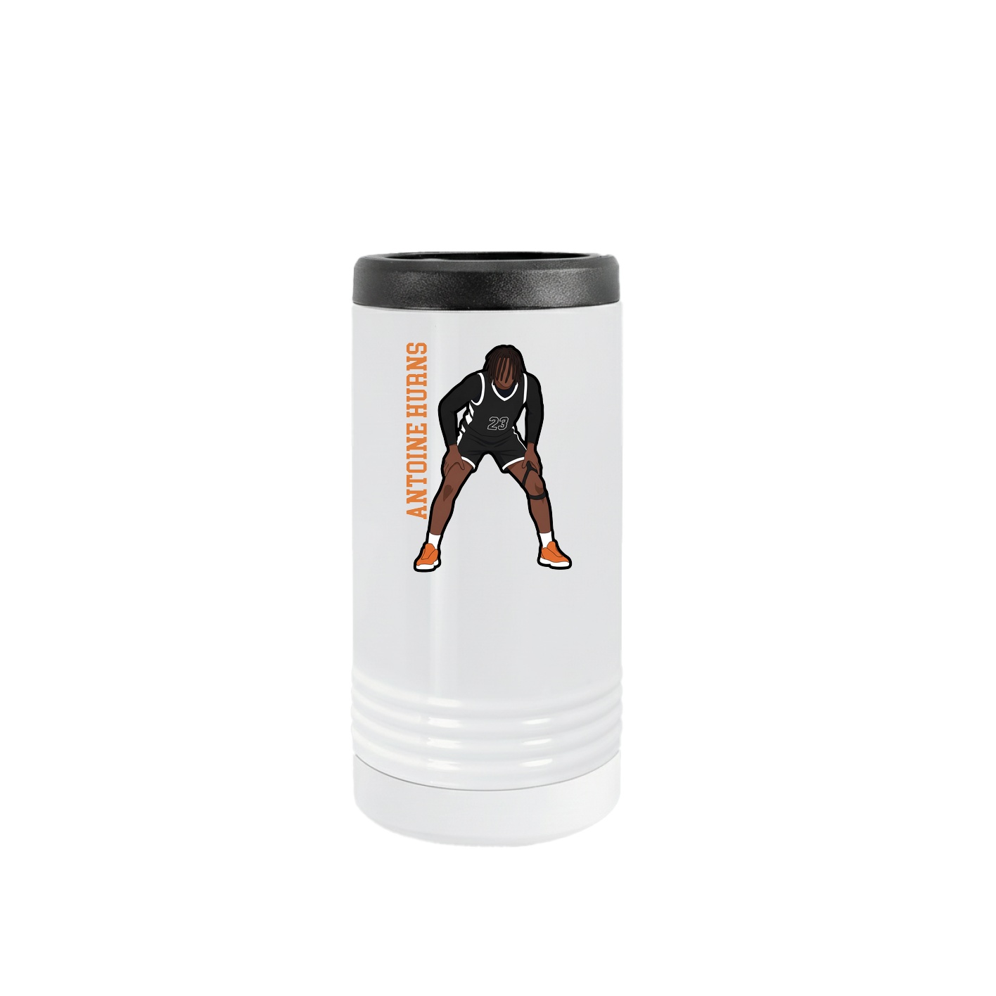 Slim Beverage Holder — Name Vertical in White