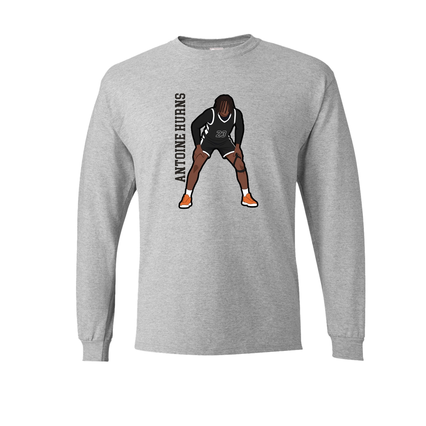 Long Sleeve Tee — Name Vertical in Grey