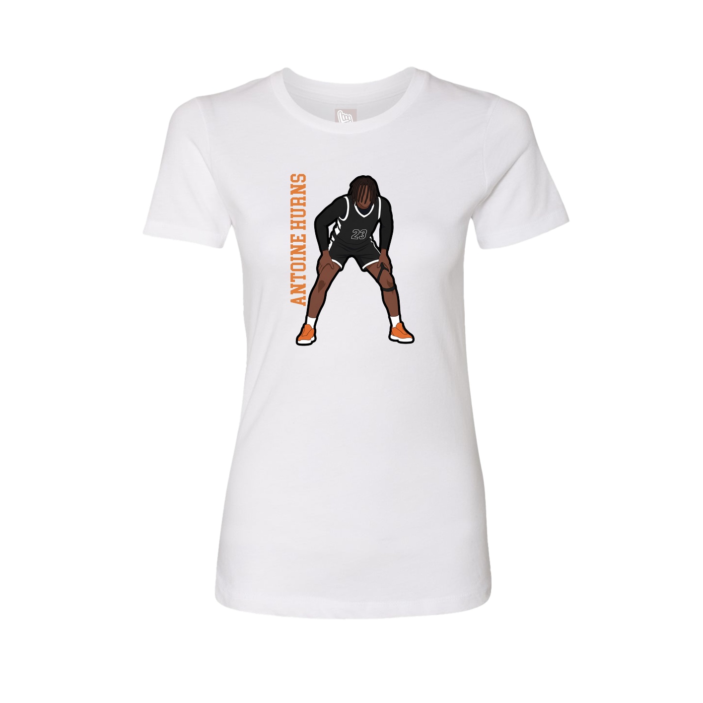 Womens Tee — Name Vertical in White