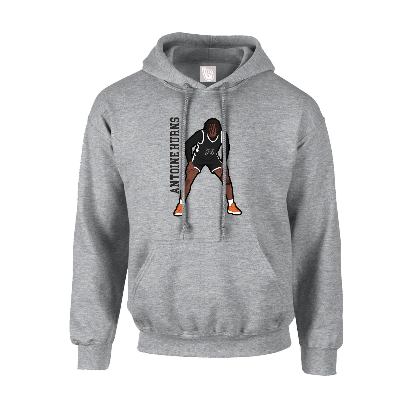 Hoodie — Name Vertical in Grey