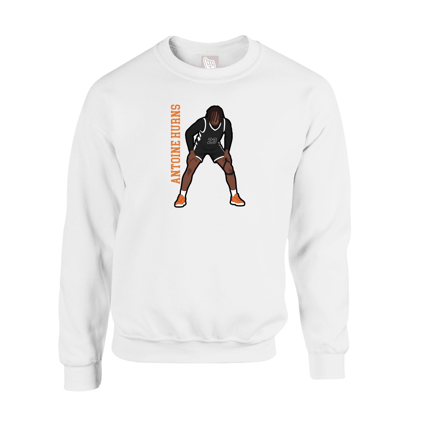 Fleece Crew — Name Vertical in White