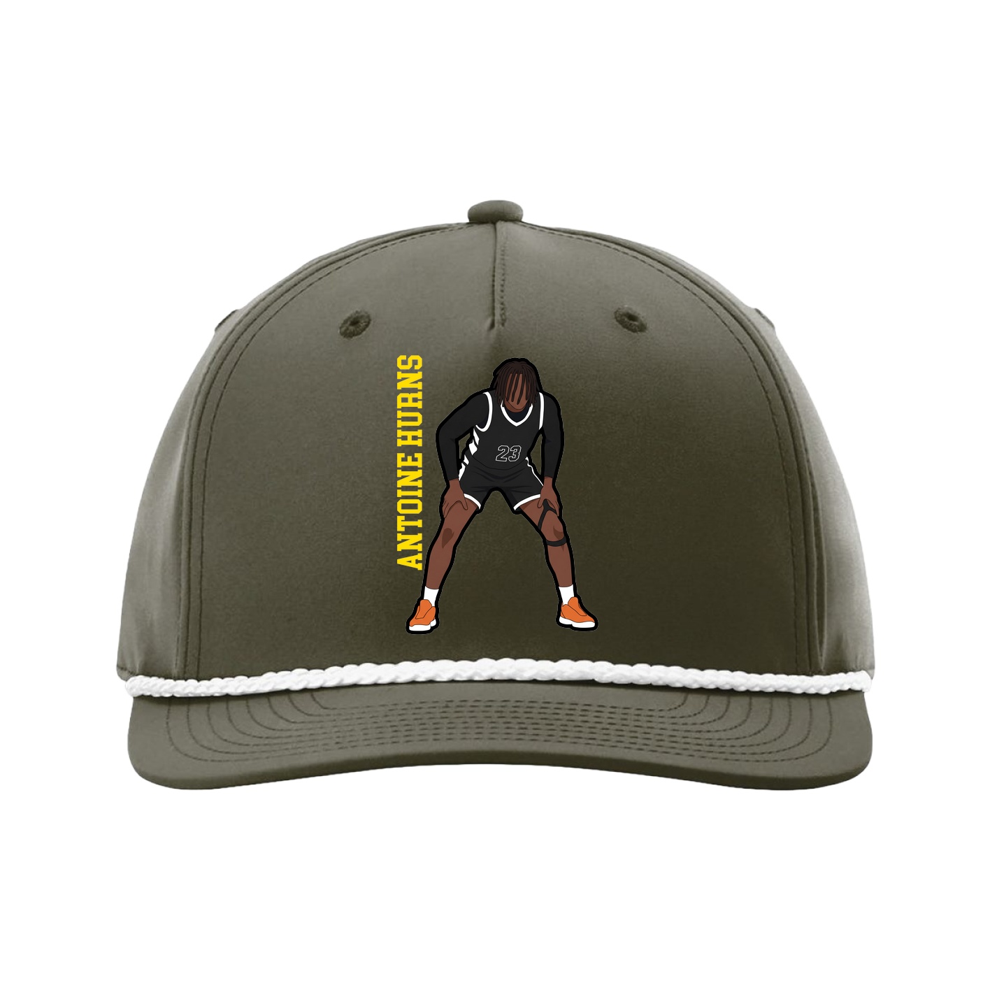 Five-Panel Classic Rope Cap — Name Vertical in Green