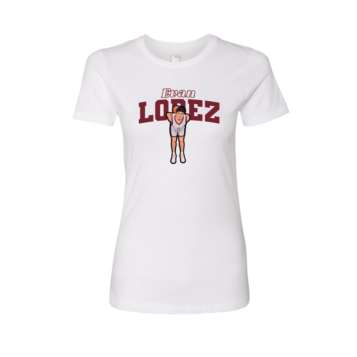 Fitted Women's Tee — Name Arch in White