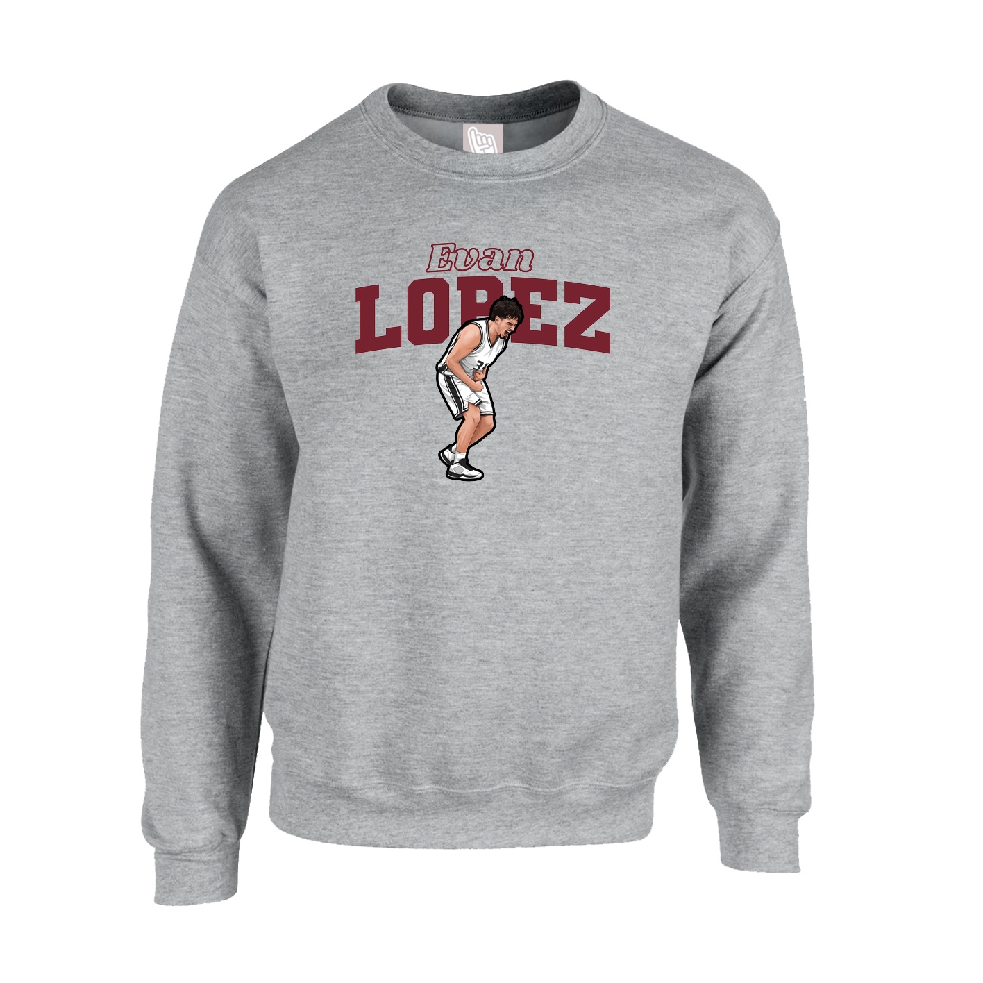 Fleece Crew — Name Arch in Grey