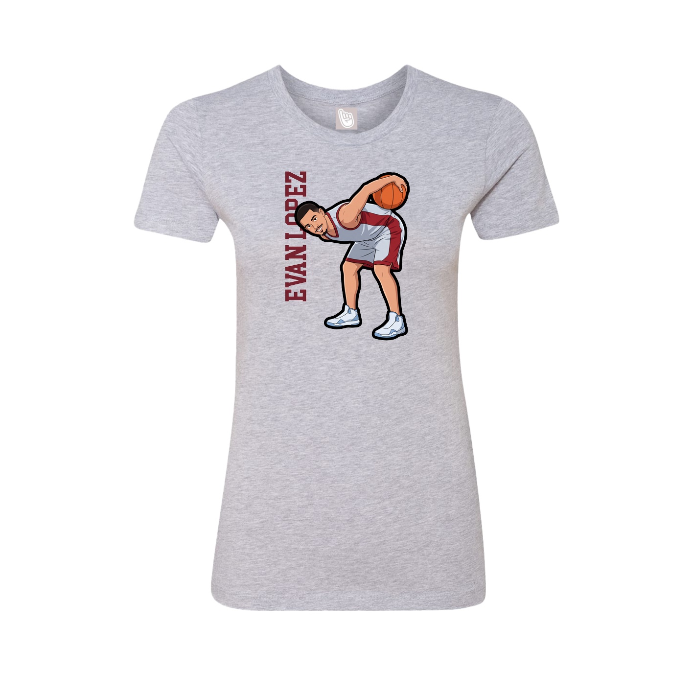 Fitted Women's Tee — Name Vertical in Grey