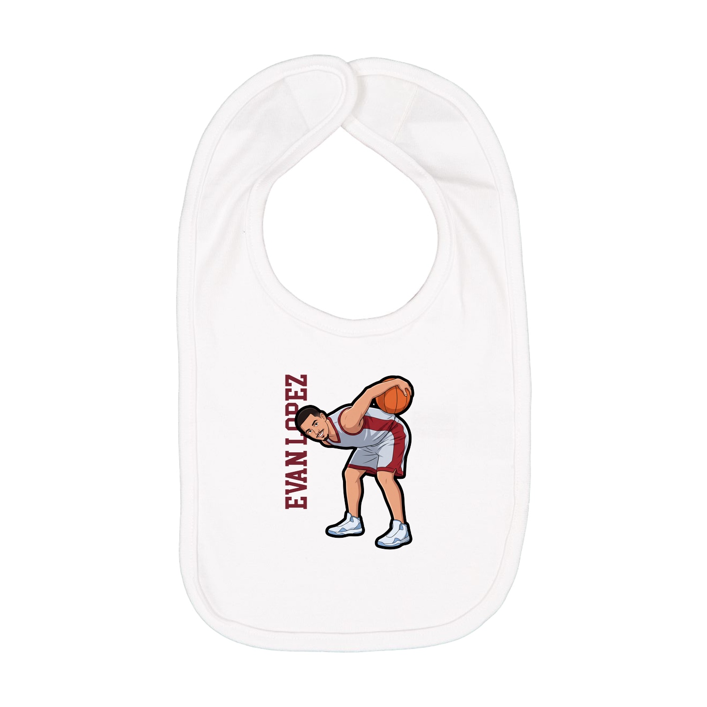 Infant Bib — Name Vertical in White