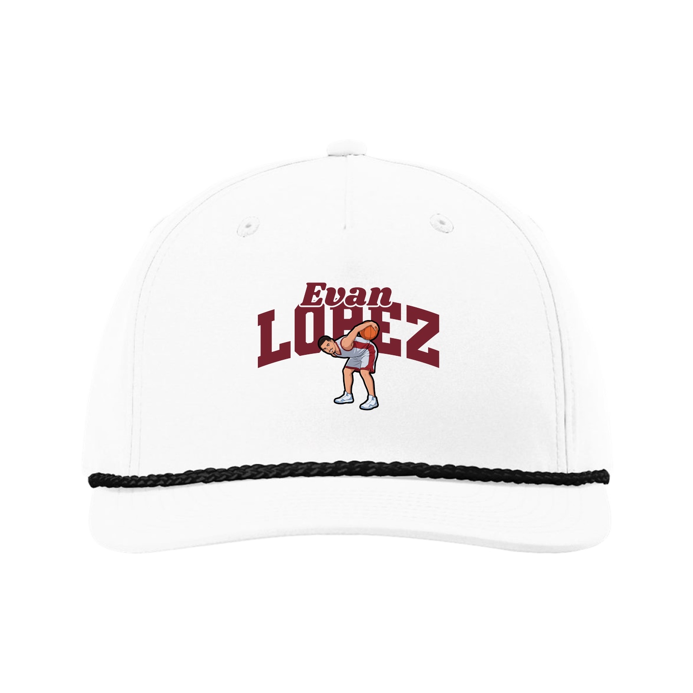Five-Panel Classic Rope Cap — Signature Arch in White