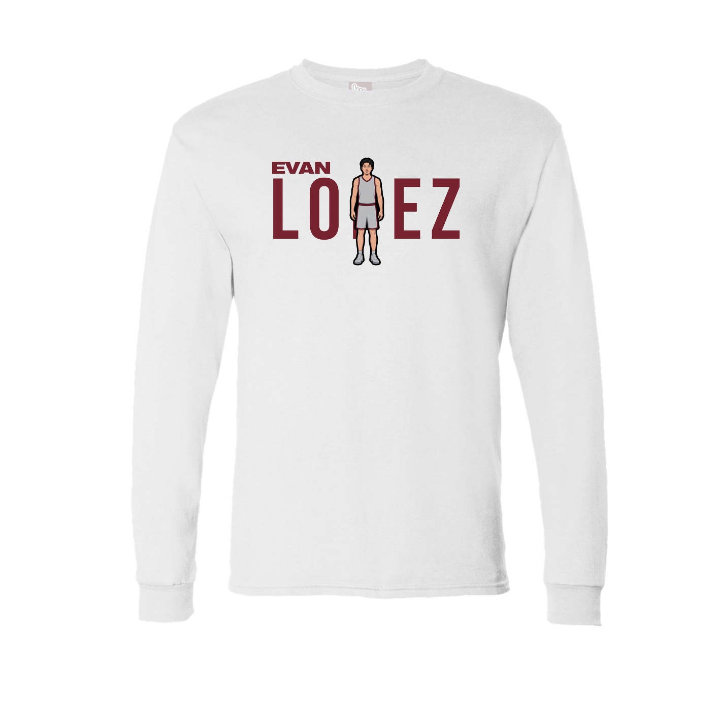 Long Sleeve Tee — Player Name in White