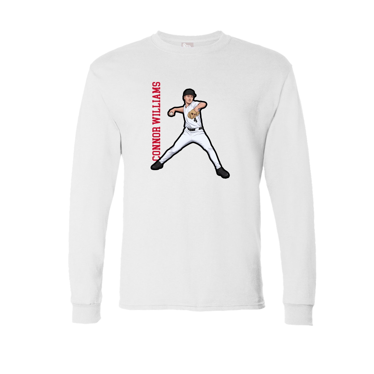 Long Sleeve Tee — Name Vertical in White