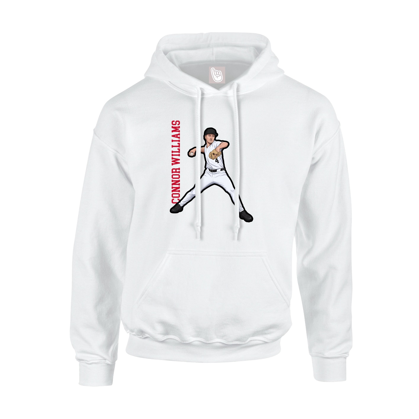 Youth Hoodie — Name Vertical in White