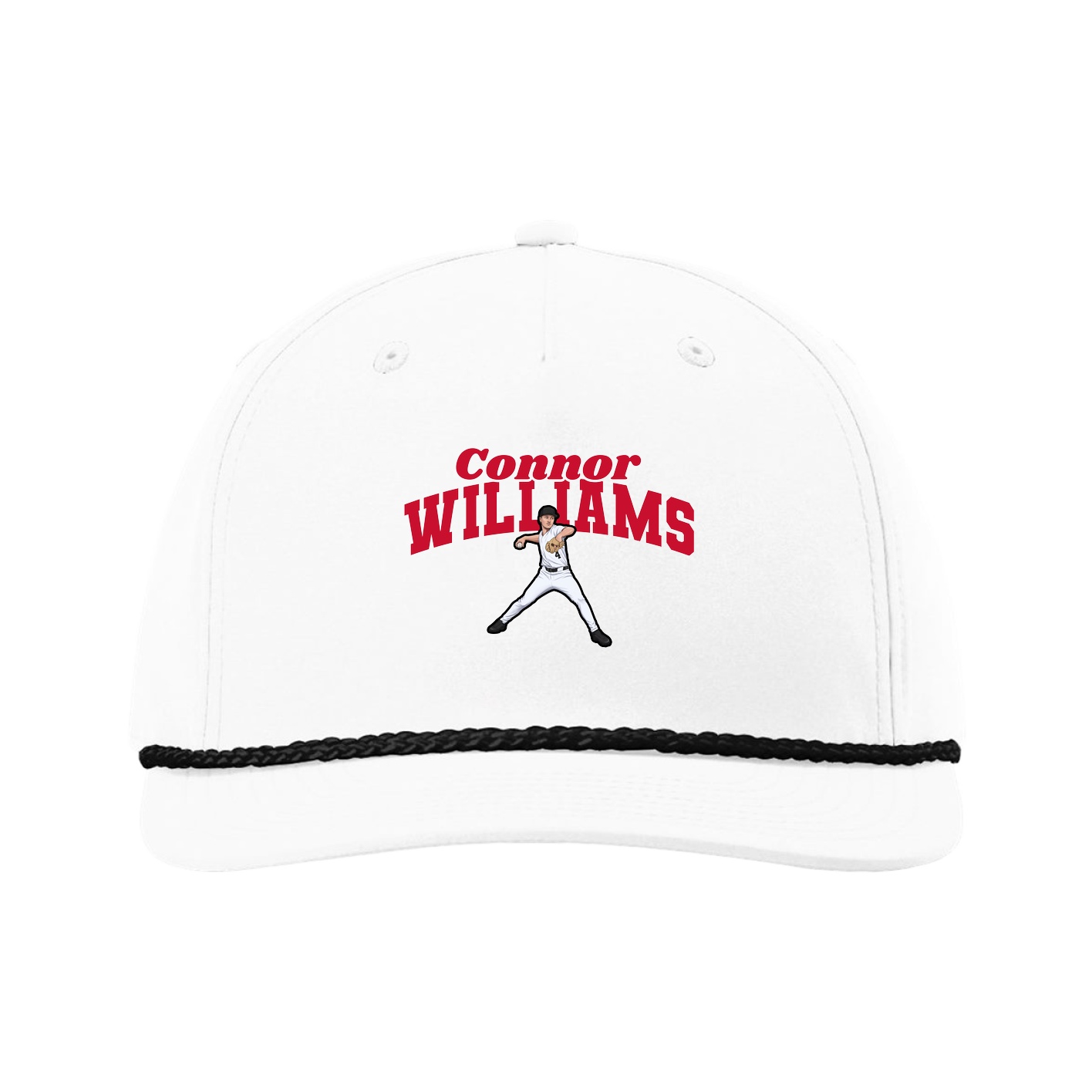Five-Panel Classic Rope Cap — Signature Arch in White