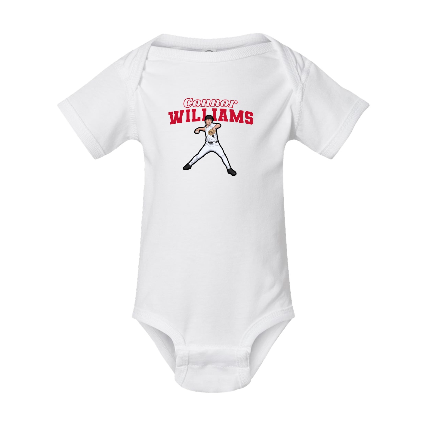 Baby Onesie — Name Arch in White
