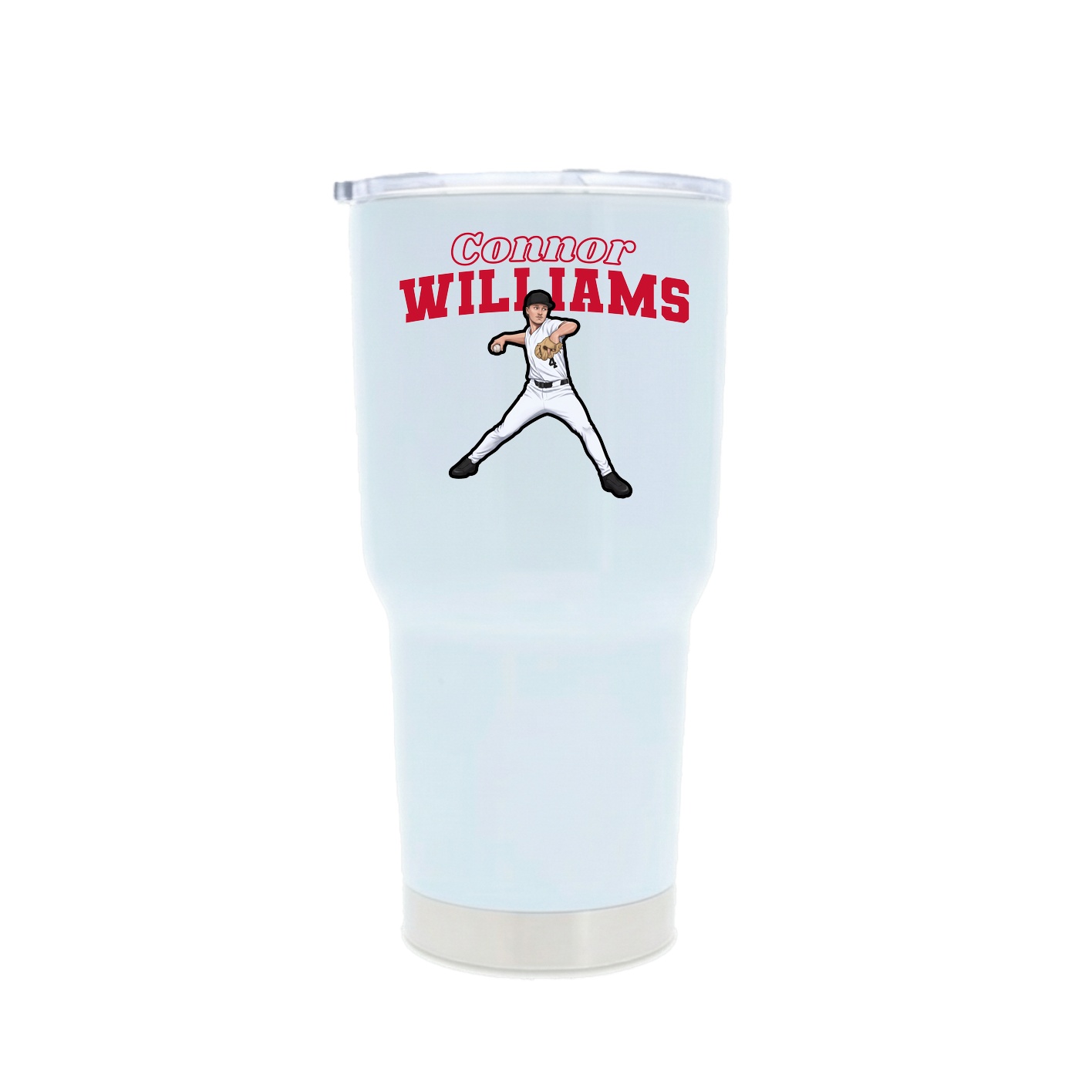 30oz Stainless Steel Tumbler — Name Arch in White
