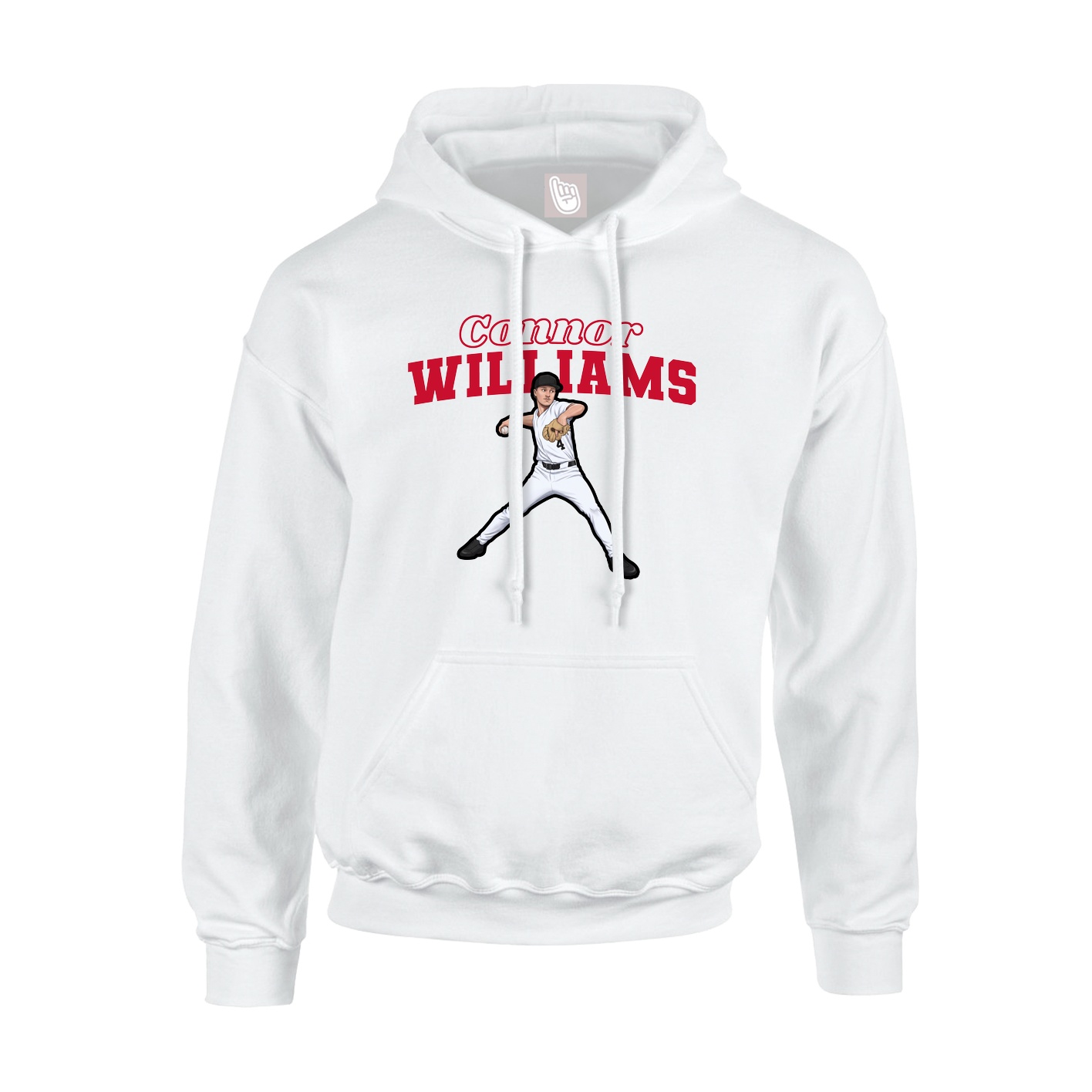 Youth Hoodie — Name Arch in White