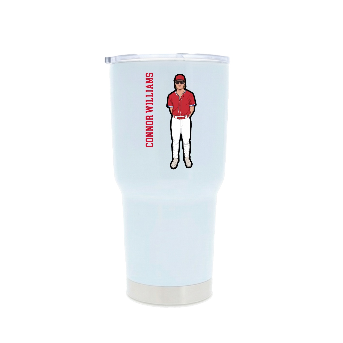 30oz Stainless Steel Tumbler — Name Vertical in White