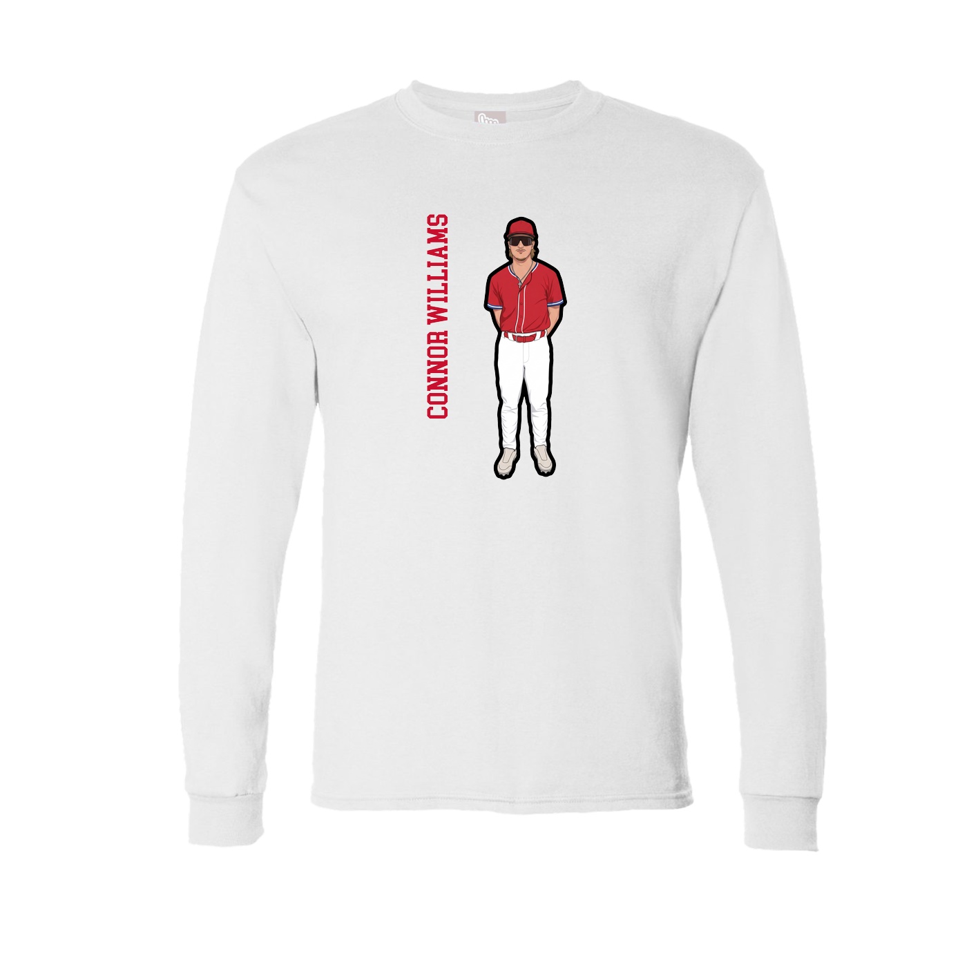 Long Sleeve Tee — Name Vertical in White