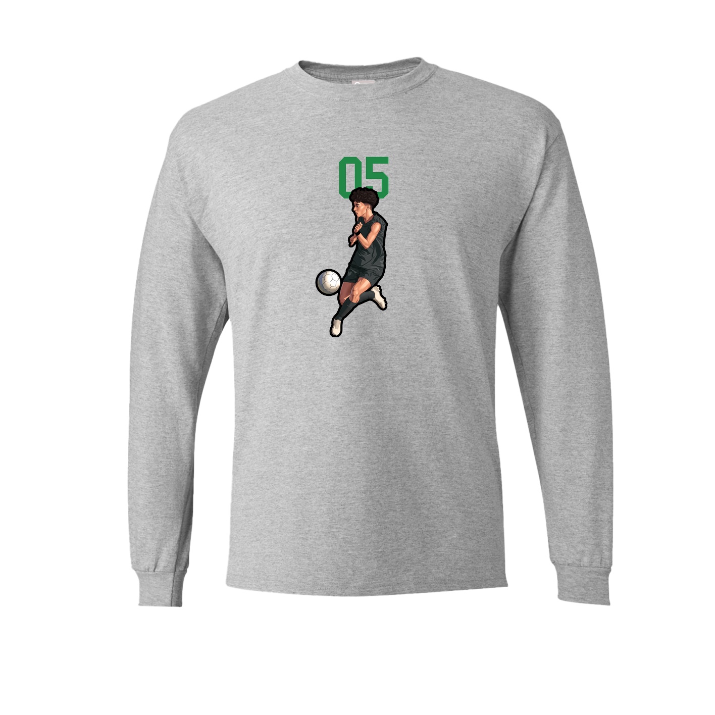 Long Sleeve Tee — Number Top in Grey