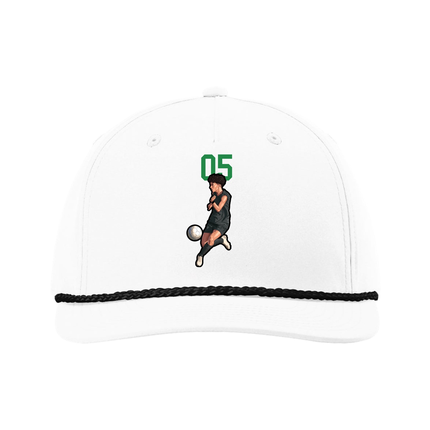 Five-Panel Classic Rope Cap — Number Top in White