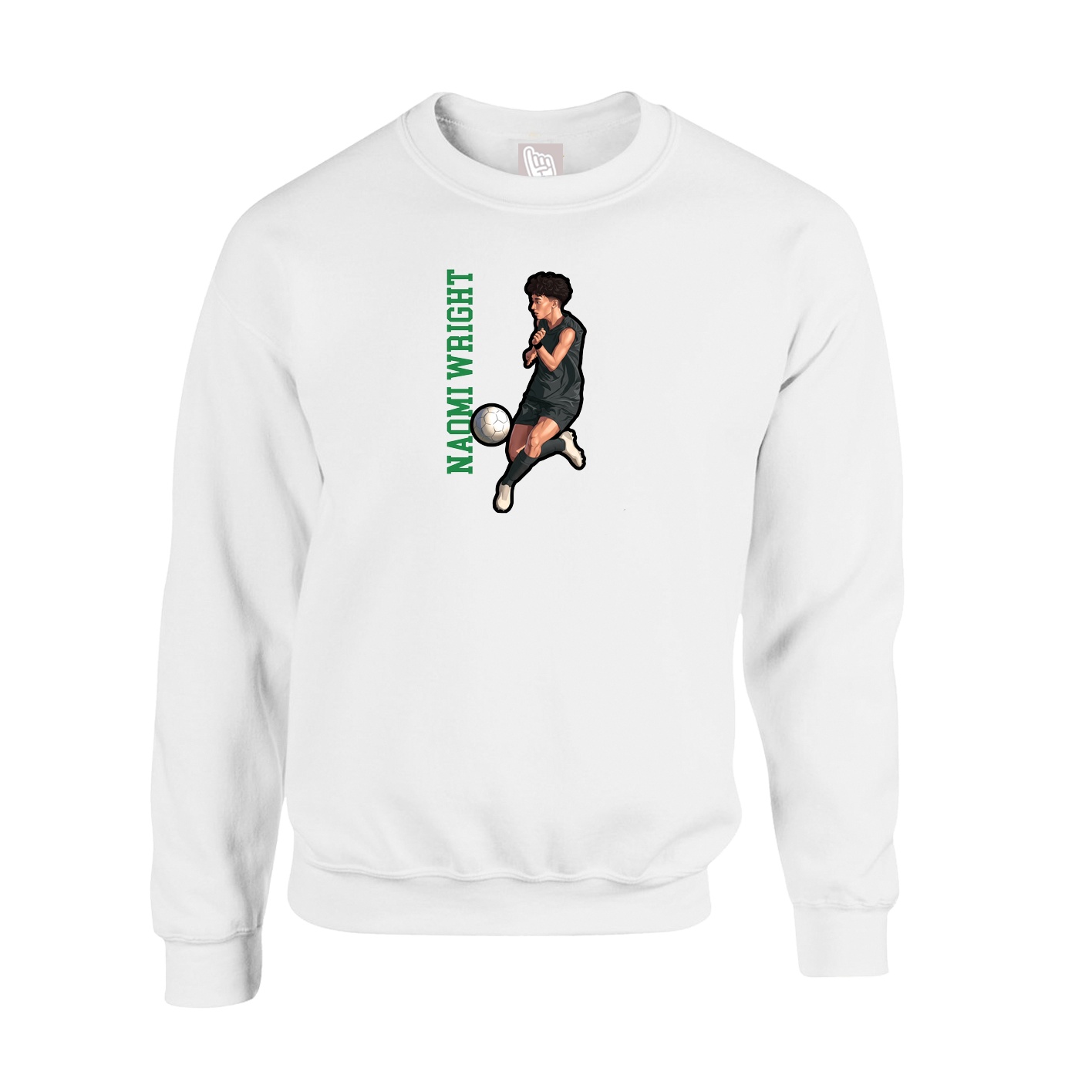 Fleece Crew — Name Vertical in White