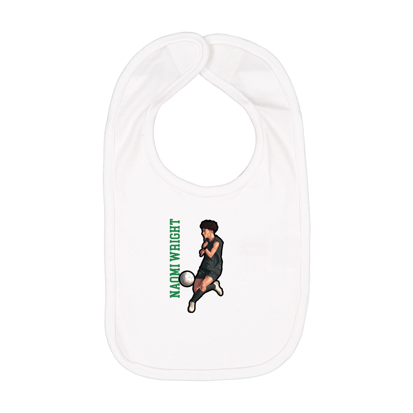 Infant Bib — Name Vertical in White