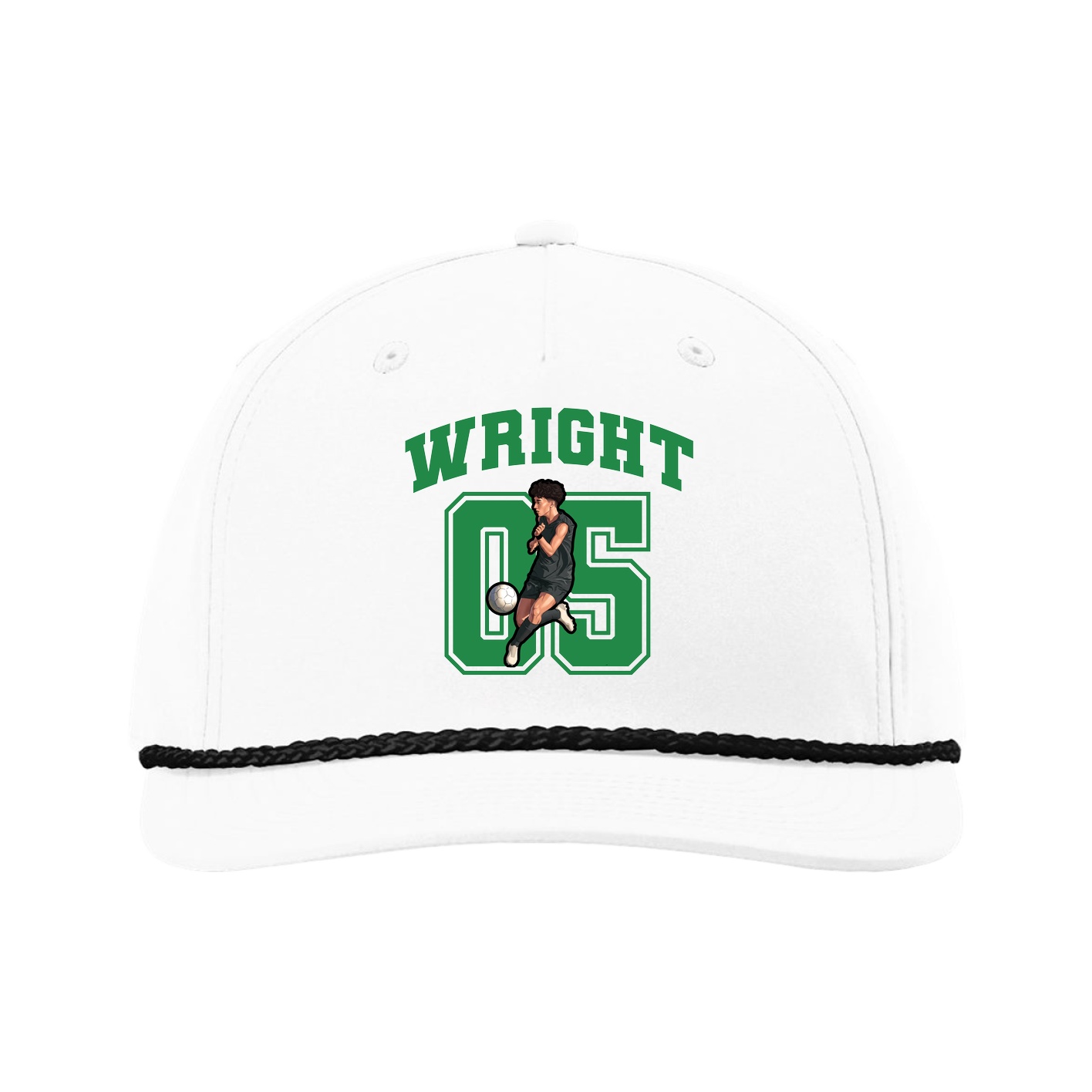 Five-Panel Classic Rope Cap — Number in White