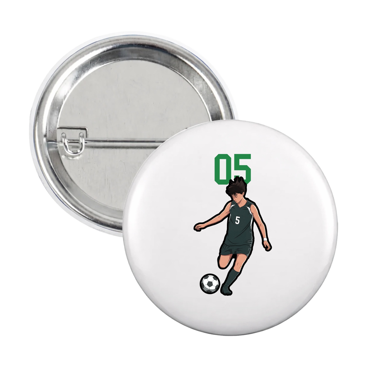 Game Day Button — Number Top in White