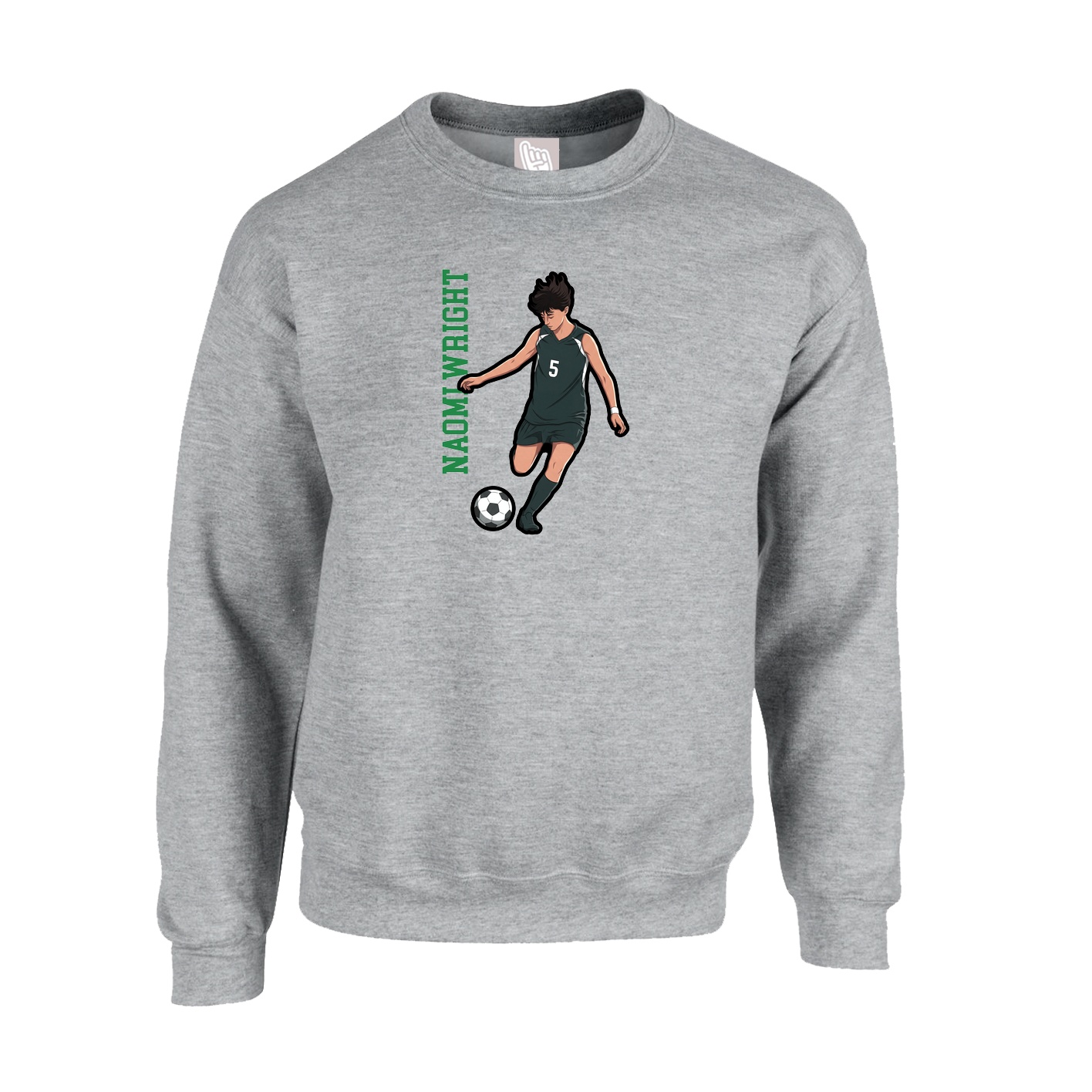 Fleece Crew — Name Vertical in Grey