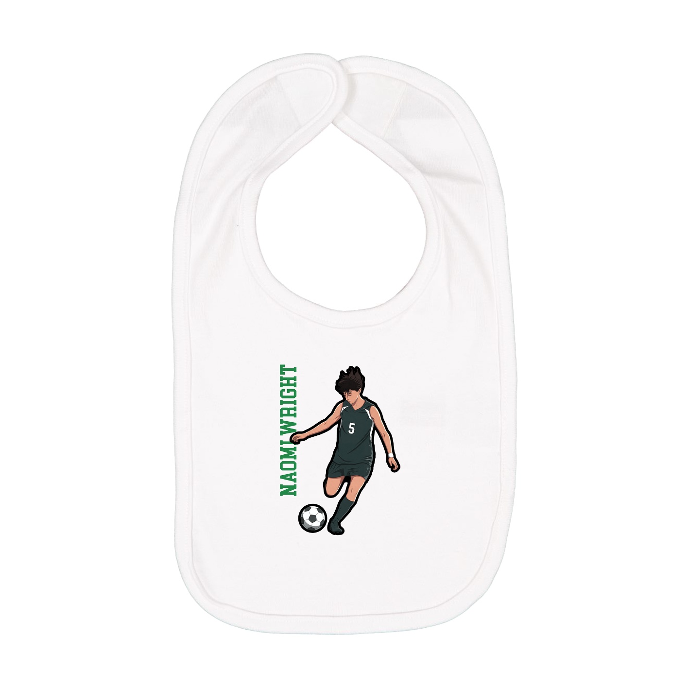 Infant Bib — Name Vertical in White