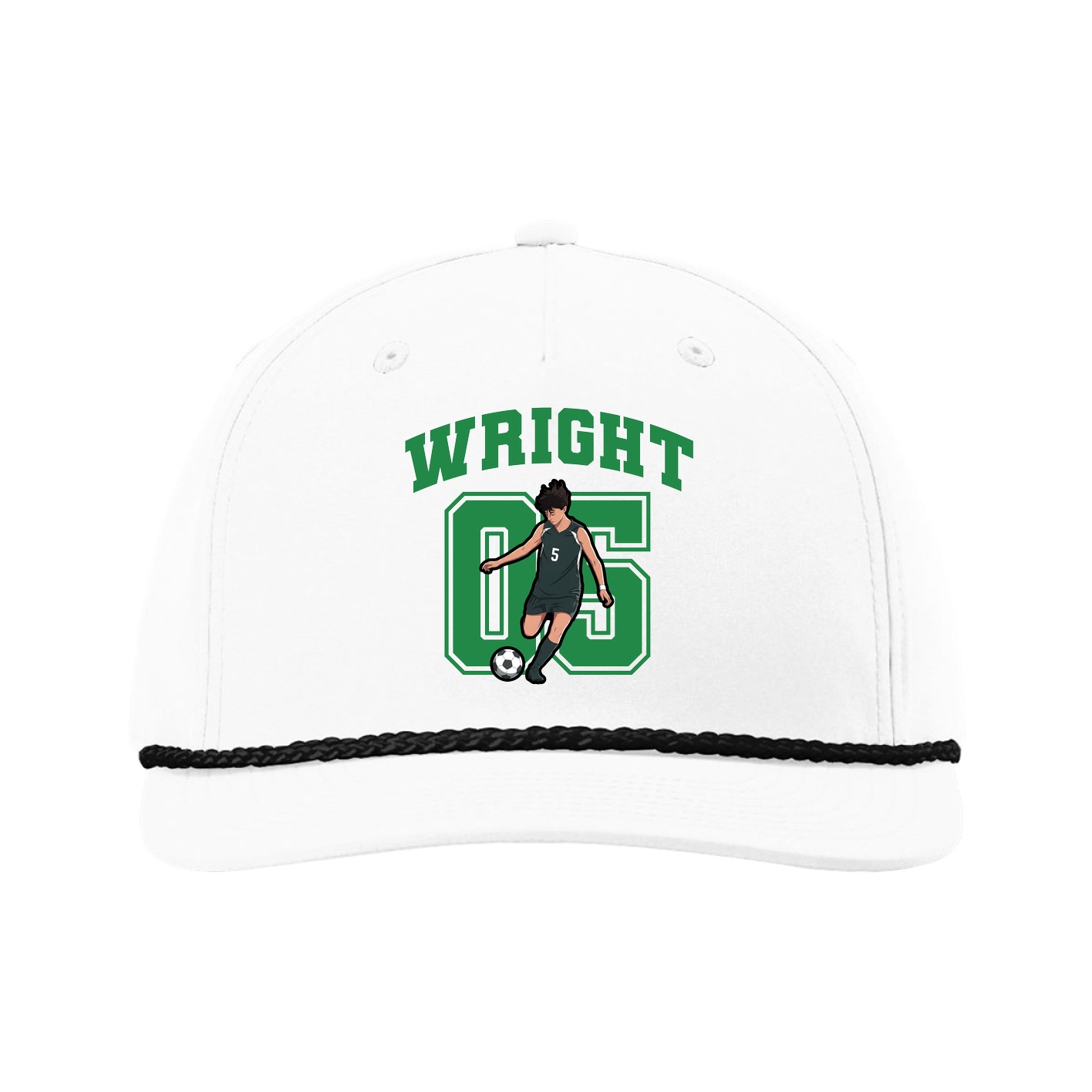 Five-Panel Classic Rope Cap — Number in White