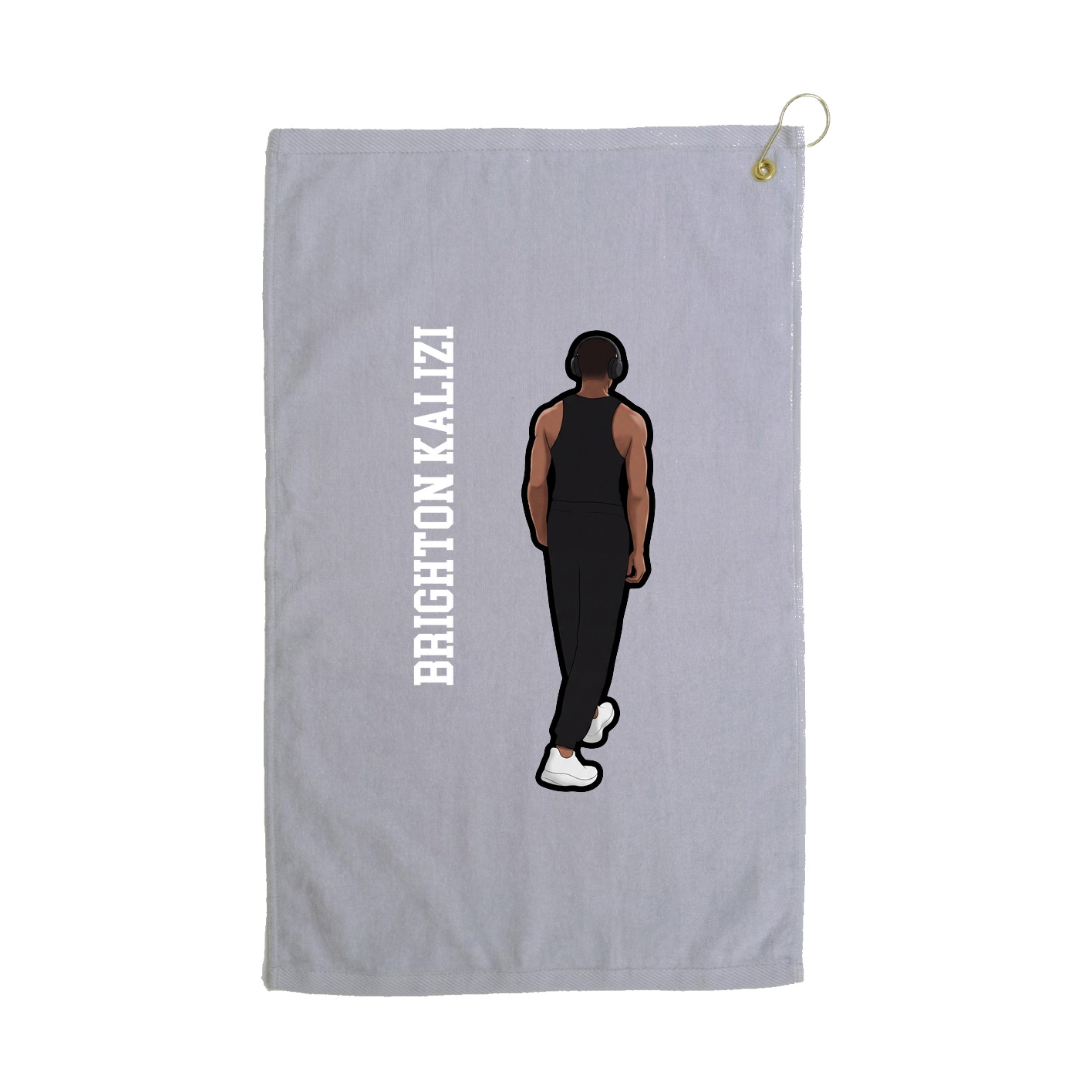 Golf Towel — Name Vertical in Grey