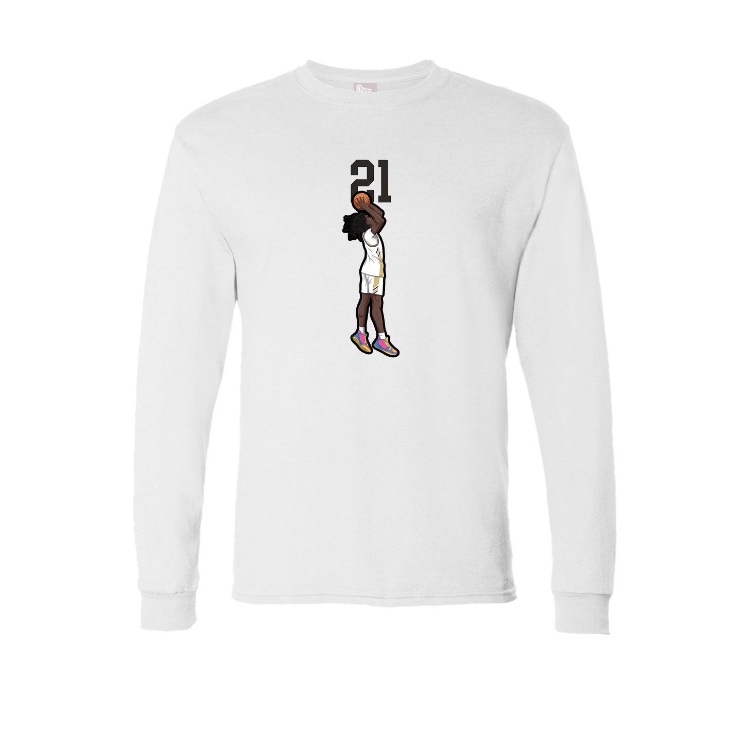 Long Sleeve Tee — Number Top in White