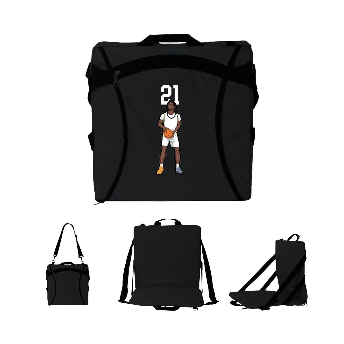 Folding Stadium Seat — Number Top in Black