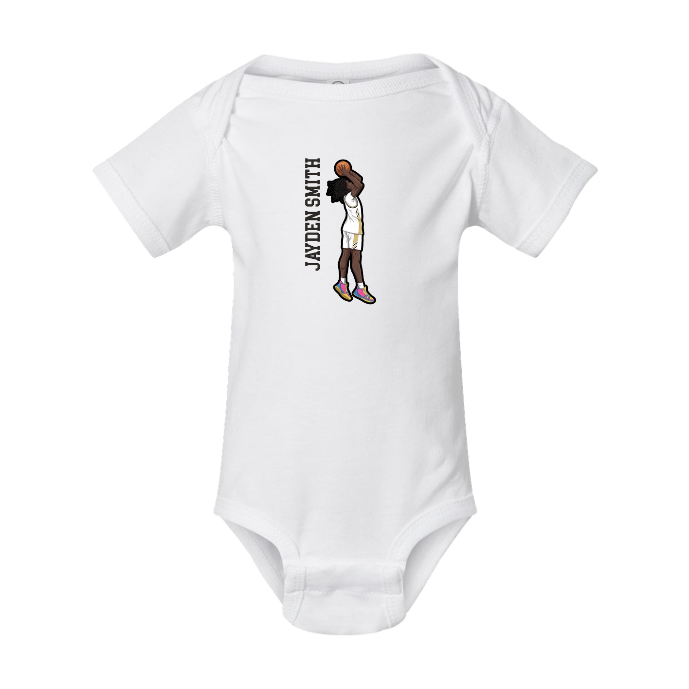 Baby Onesie — Name Vertical in White